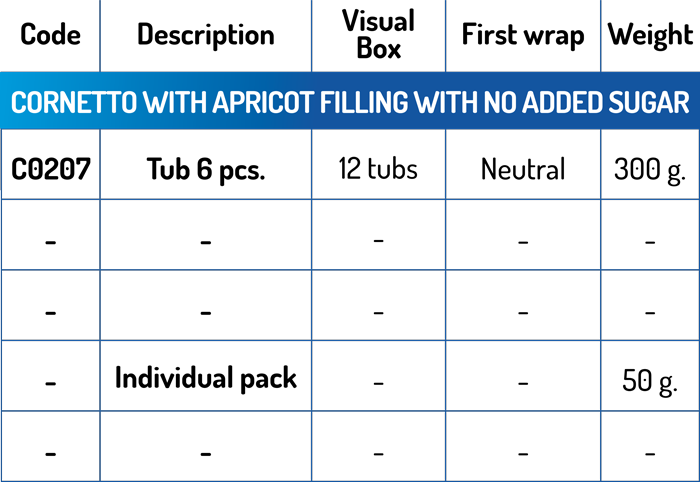 dati tecnici Cornetto Albicocca senza zucchero